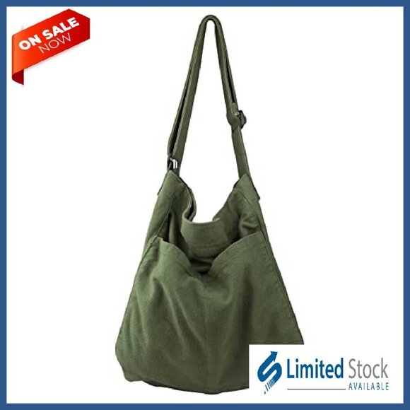 Canvas Hobo Tote with Multi-Pockets for Work Travel Daily Use - Picture 2 of 8